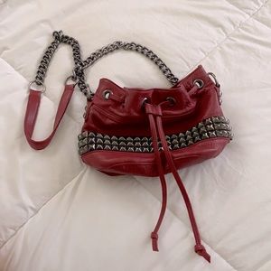 Tylie Malibu Studded Leather Crossbody  Bucket Bag